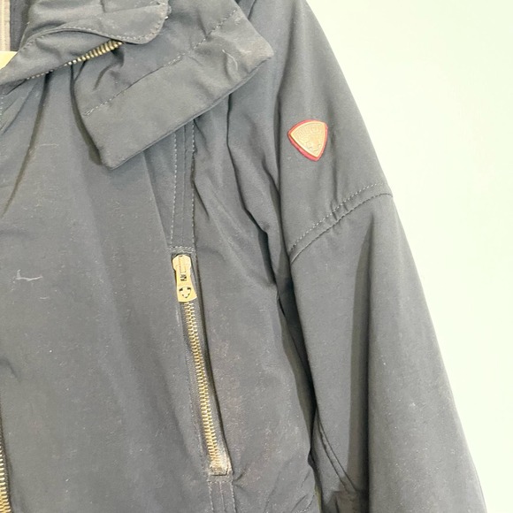 Post Card black Hooded Coat Italian Double Zipper Puffer Jacket Size 4 - Picture 13 of 16